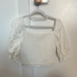 Aqua White Puff Sleeve Top NEVER WORN. Brand New
